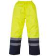 YK217 HVS463 Yoko Hi-Vis Two Tone Waterproof Overtrousers Yellow  / Navy colour image
